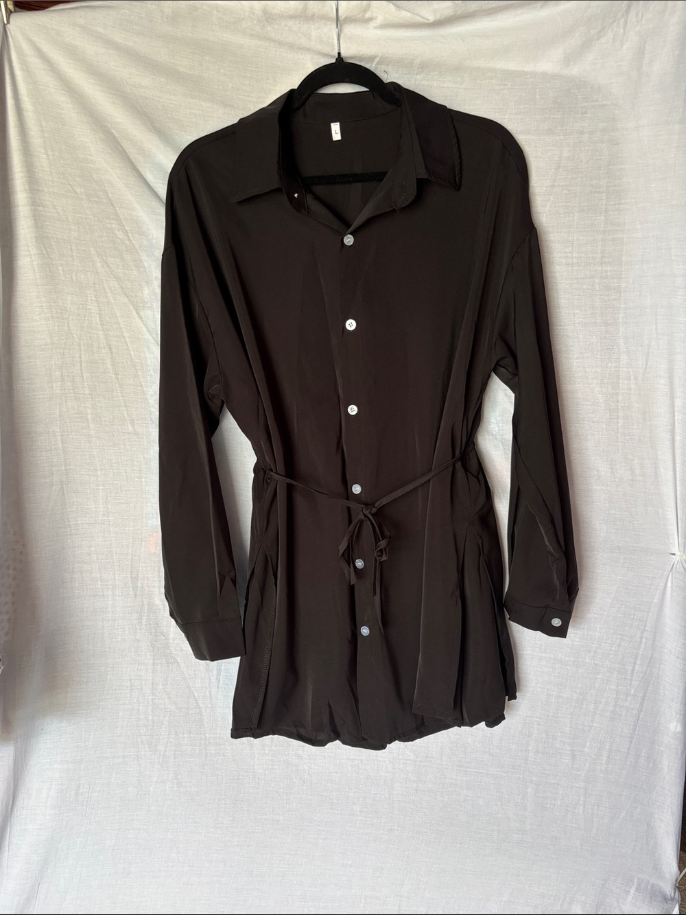 Brand New Black Shirtdress with belted waist and built in shorts. Size L